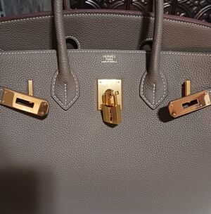 Classic Etoupe Leather Tote - 30cm